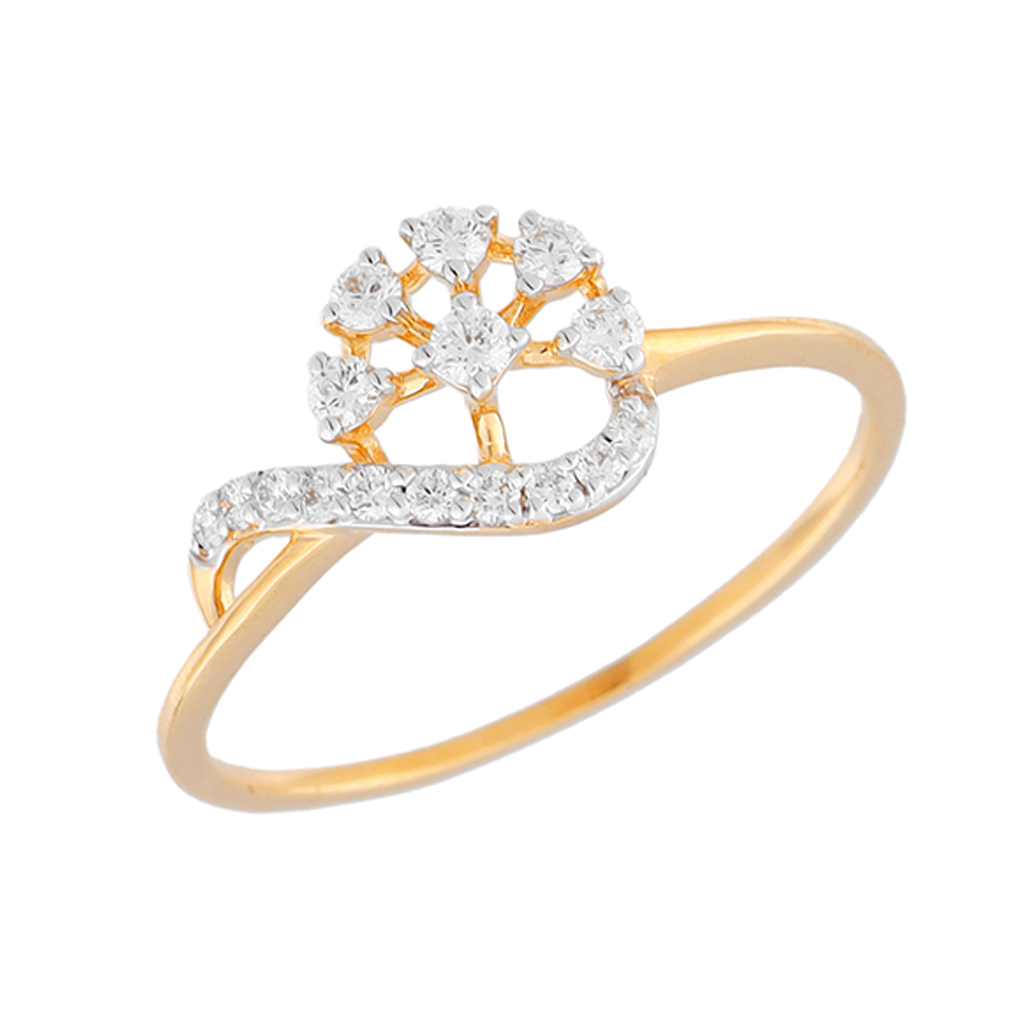 Elegant Floral Diamond Gold Ring