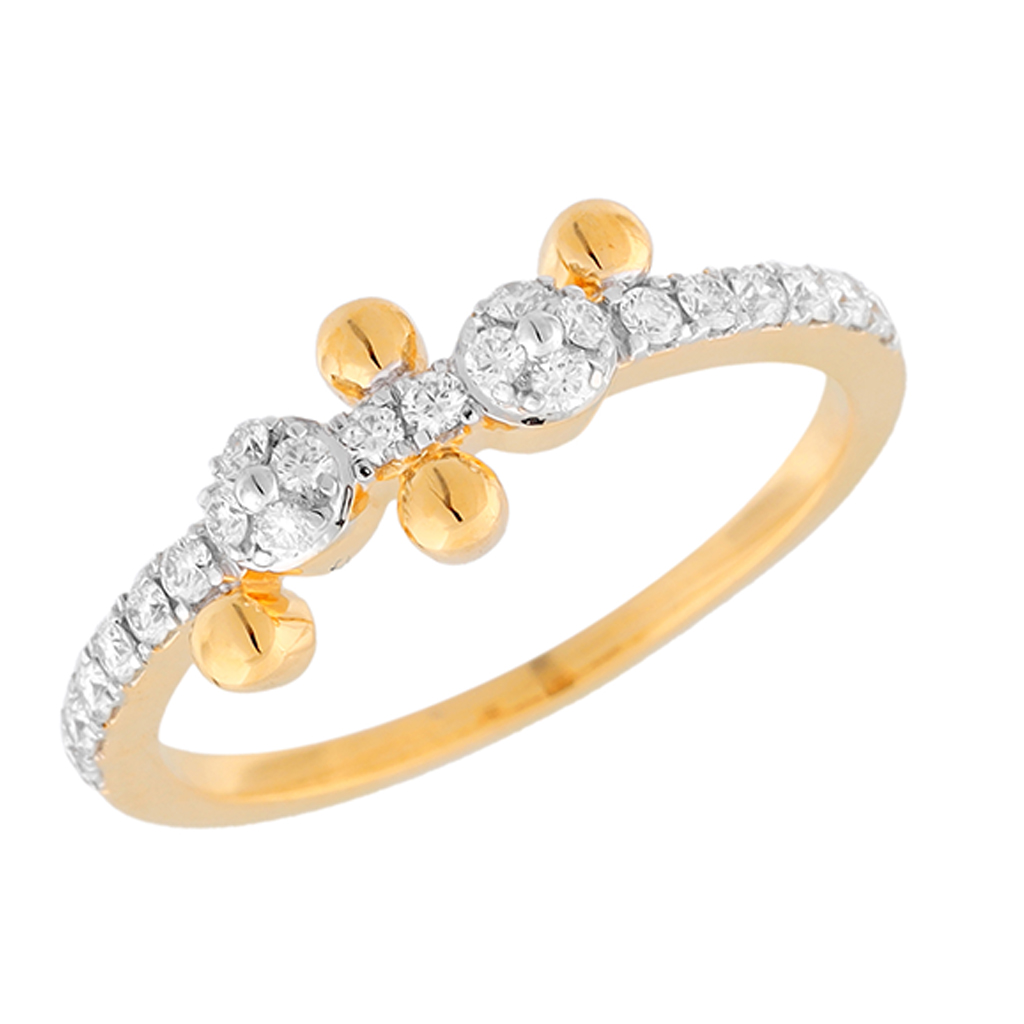 Beaded Trio Diamond Ring
