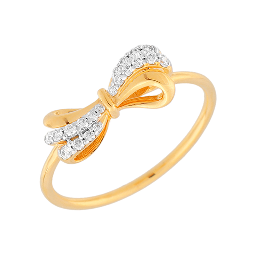 Elegant Diamond Bow Gold Ring – GYD22002