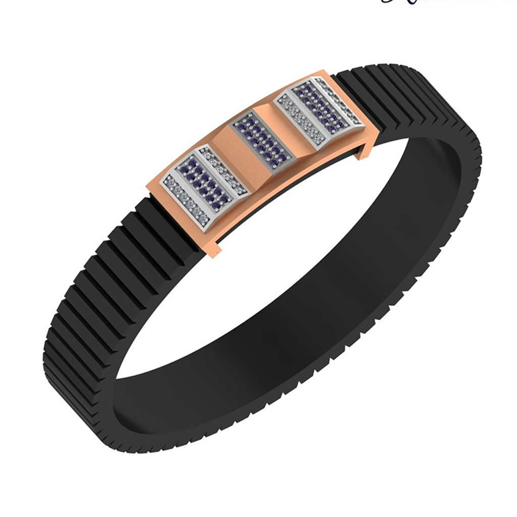 Sapphire Matrix &amp; Diamond Accent Bracelet