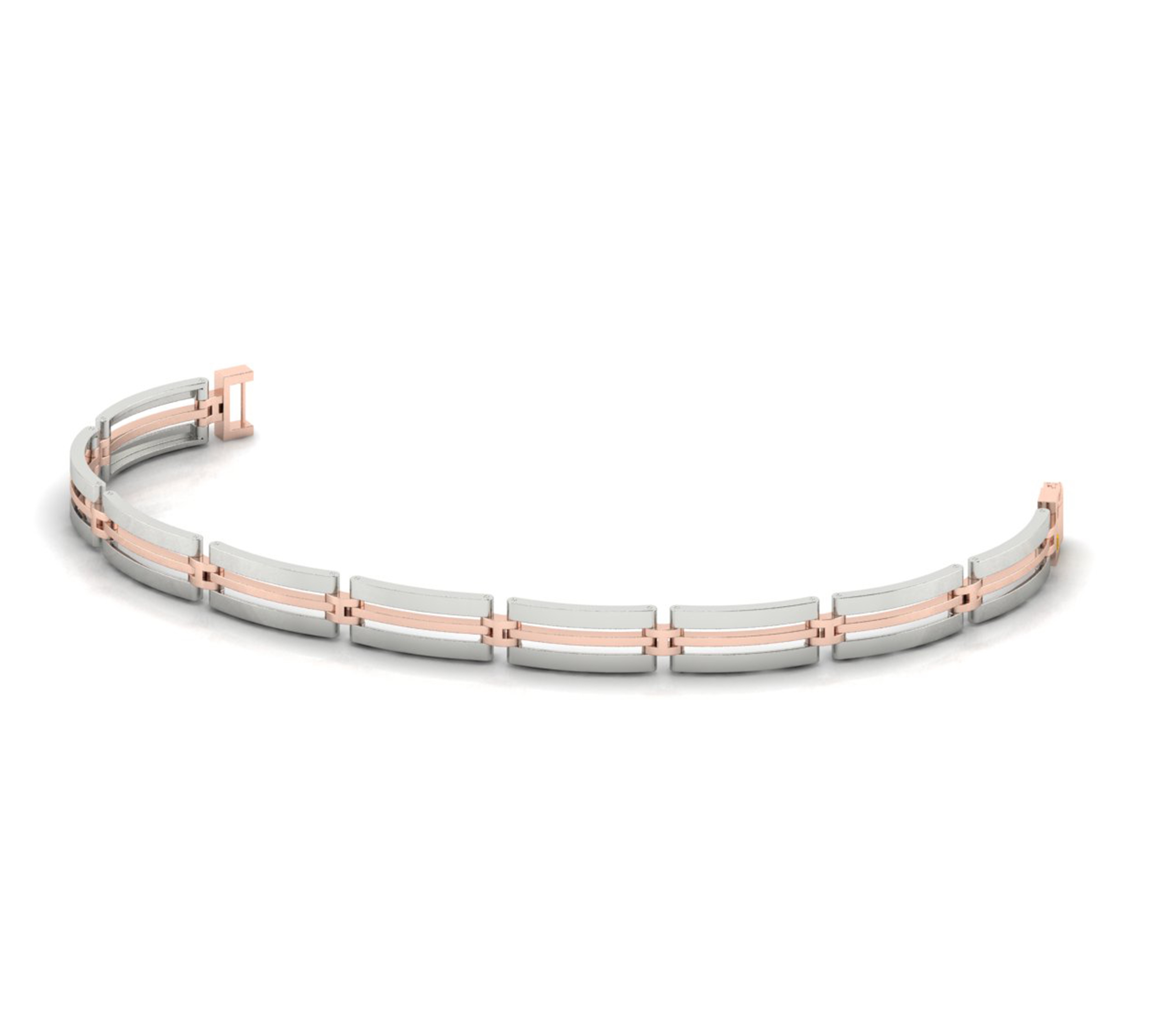 Elegant Dual-Tone Link Bracelet with Sleek Minimalist Bar Design