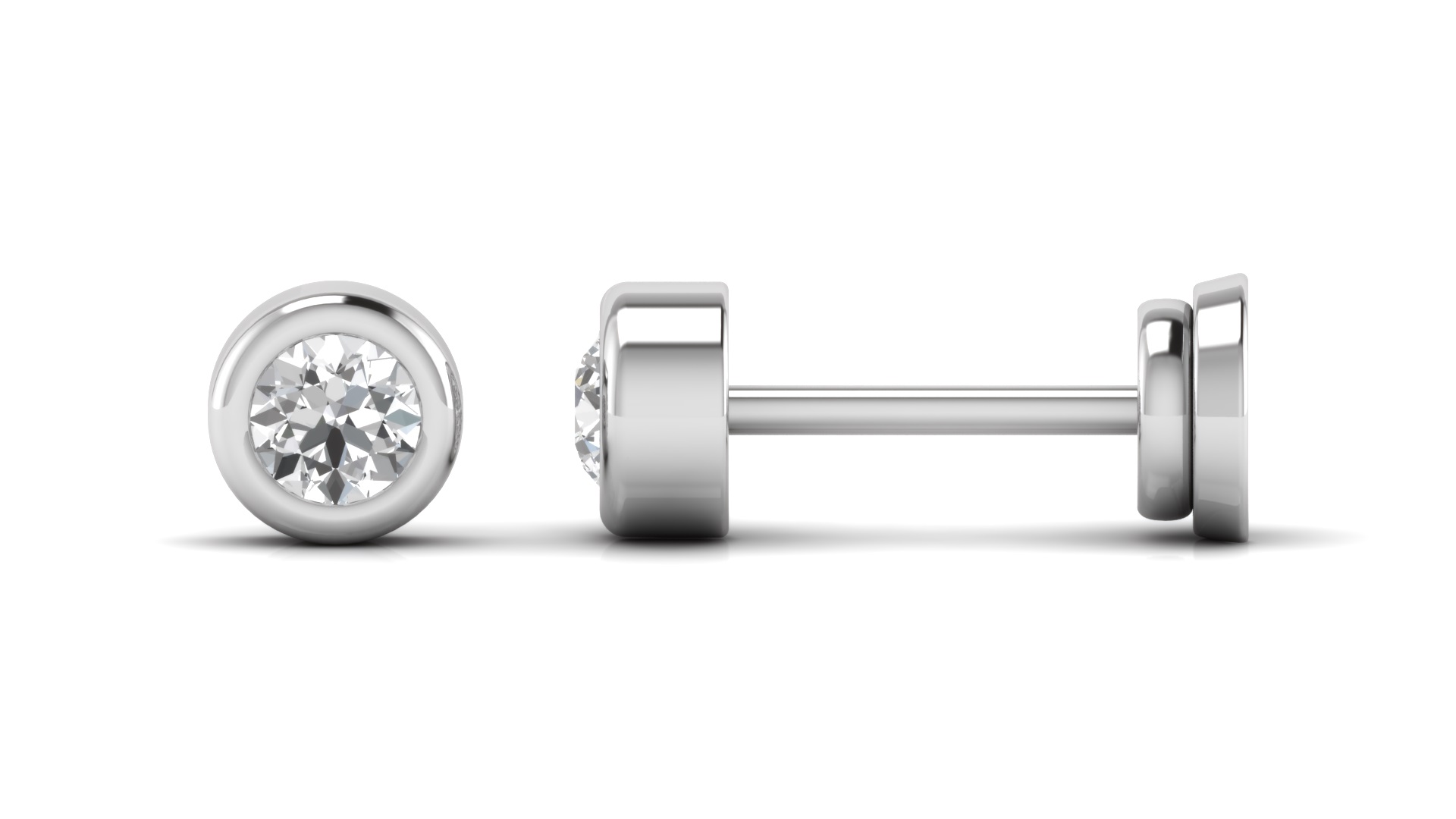 Bezel-Set Solitaire Diamond Stud Earrings – Modern Minimalist Design