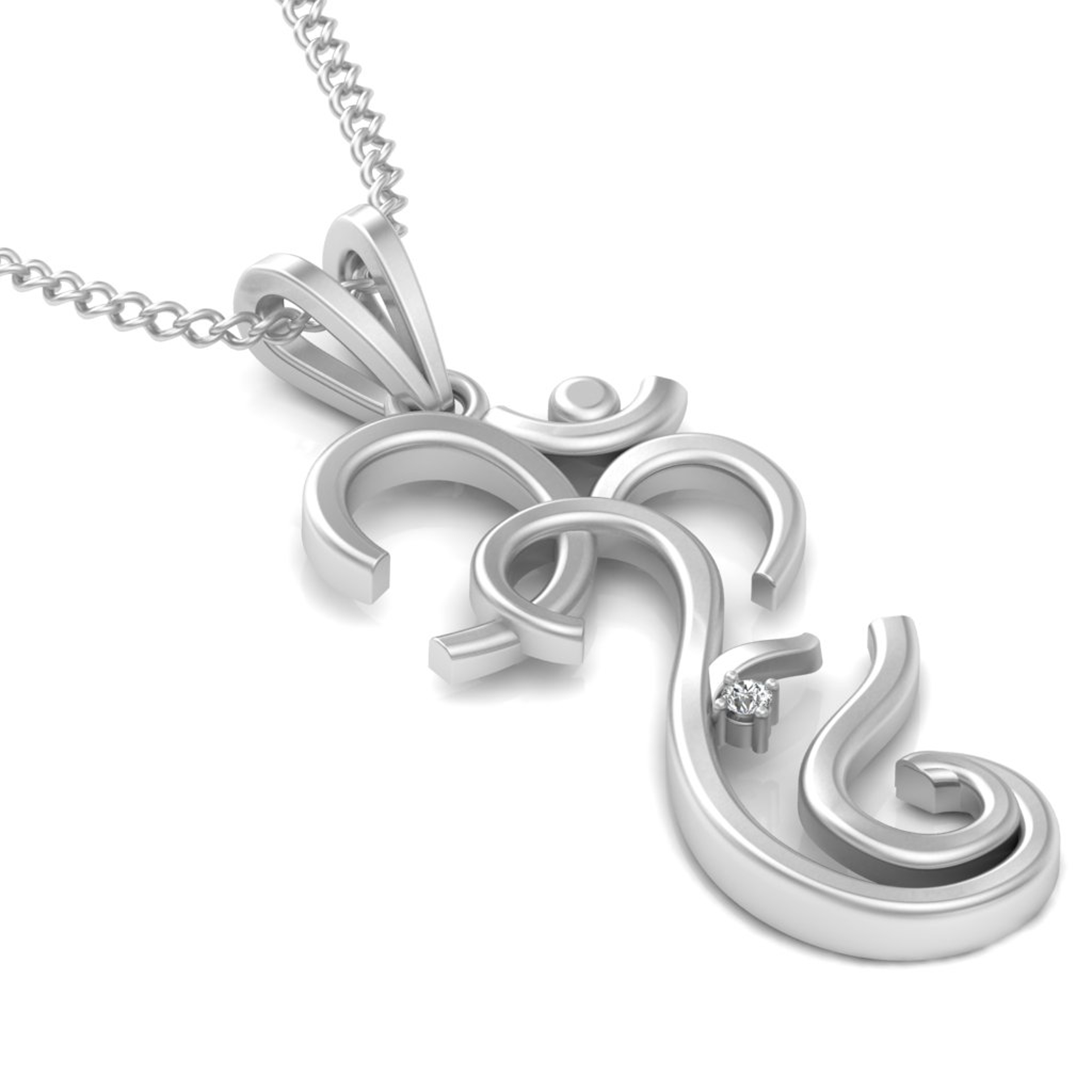 Graceful Om Swirl Diamond Pendant