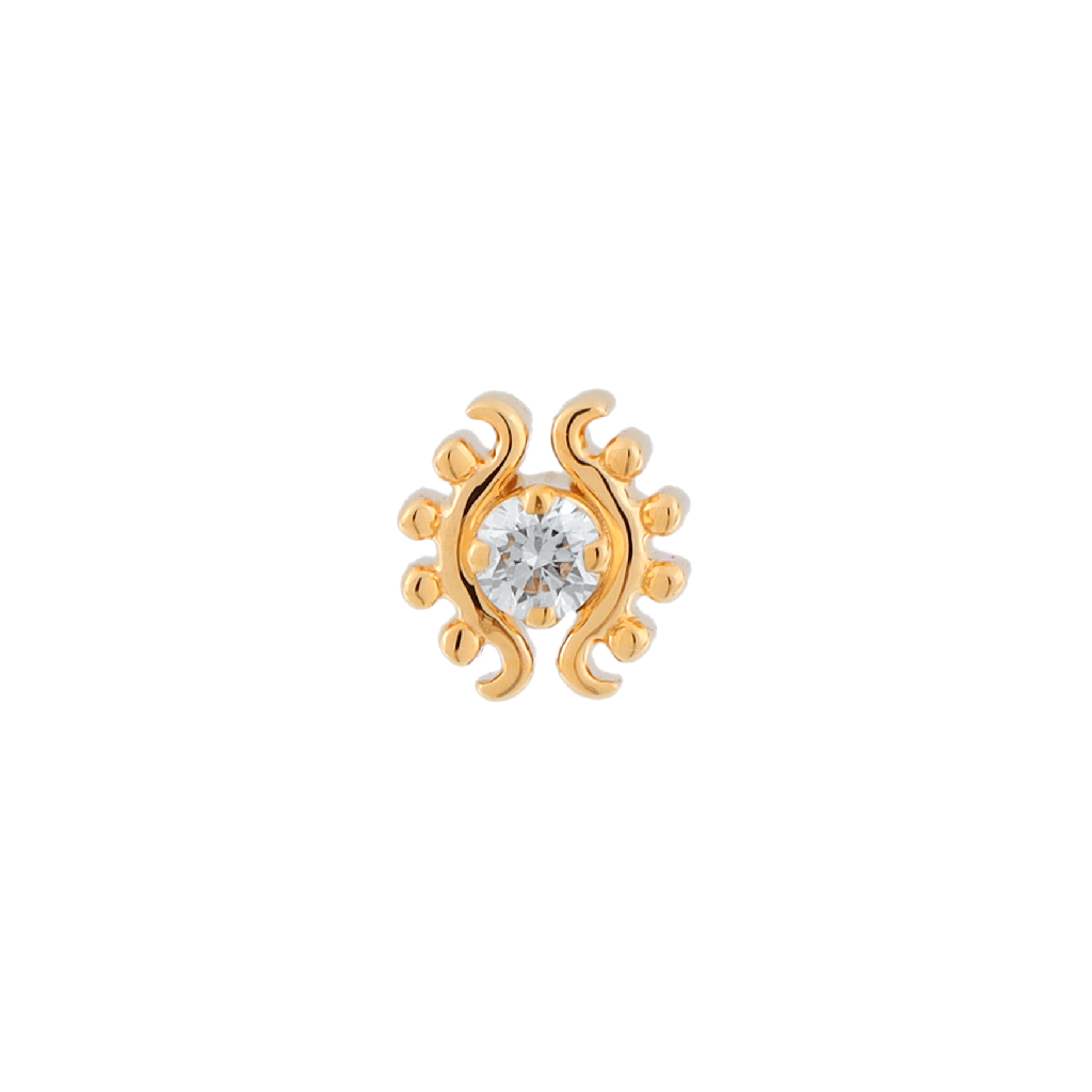 Floral Swirl Diamond Stud Earring in Yellow Gold