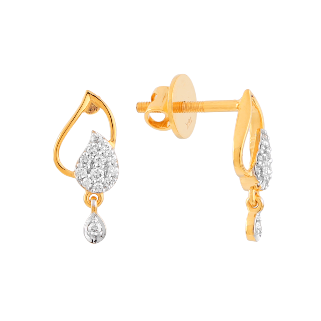 Elegant Gold &amp; Diamond Teardrop Screw-Back Earrings