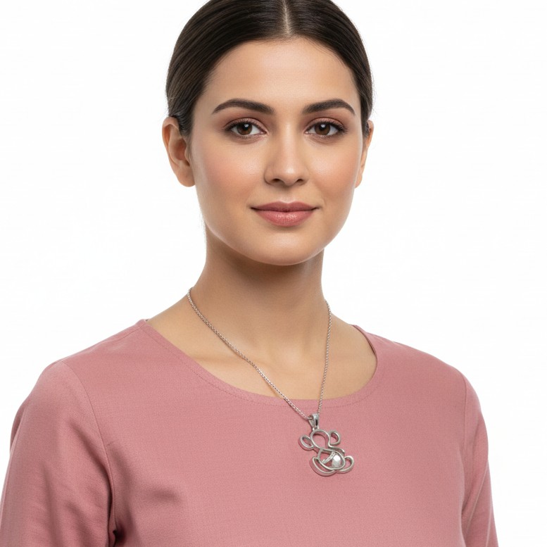 Divine Ganesha Outline Diamond Pendant