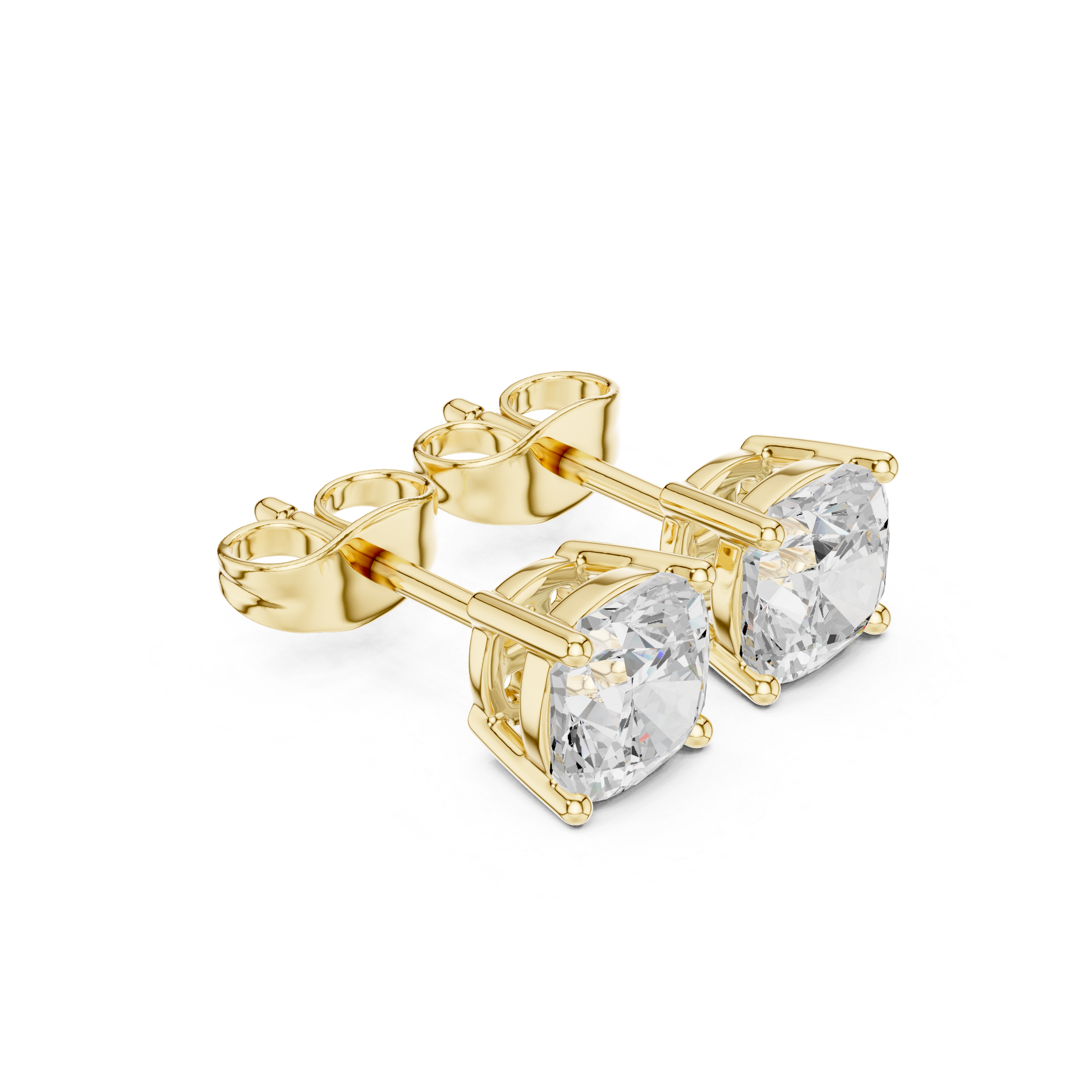 Princess-Cut Solitaire Diamond Gold Screw-Back Stud Earrings