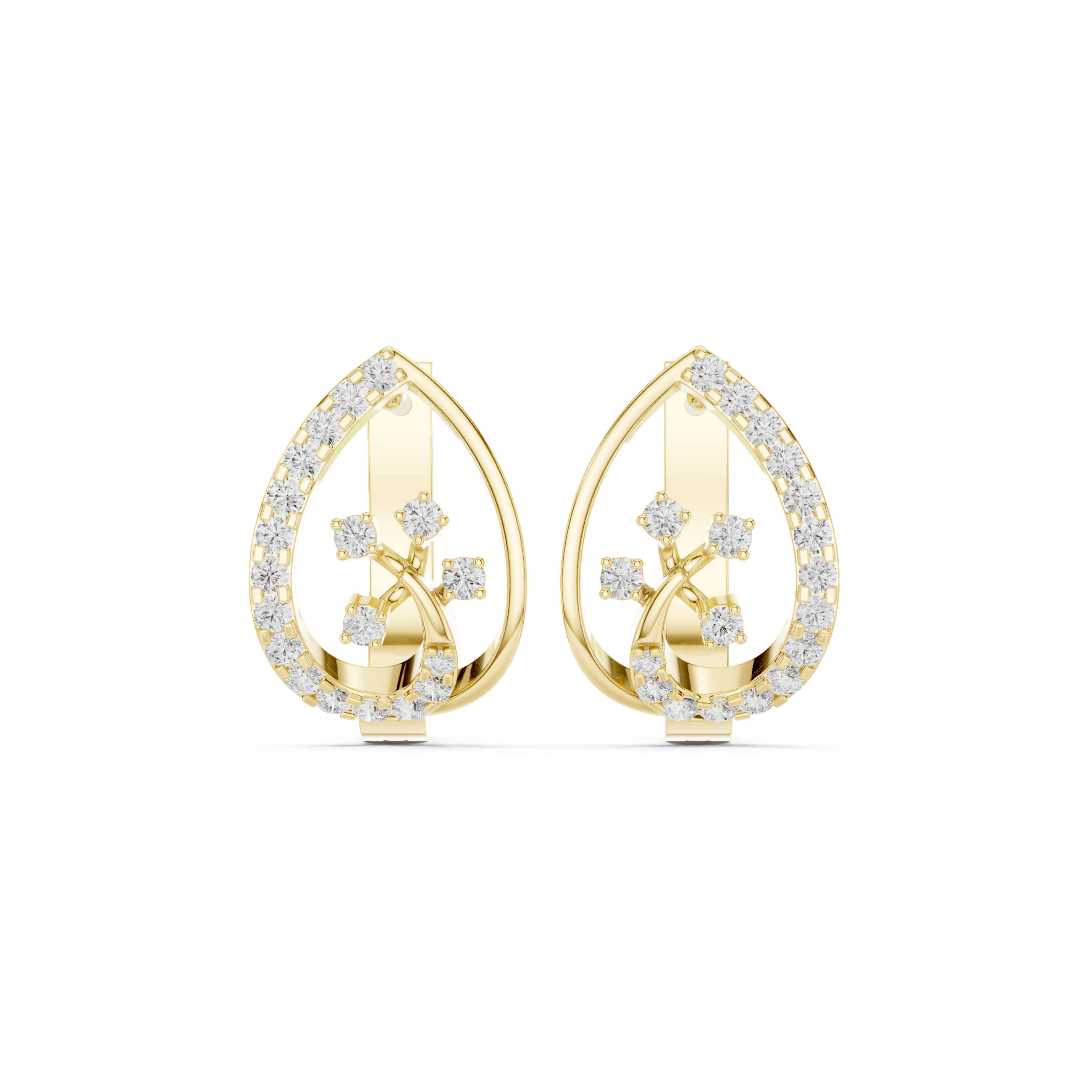 Elegant Teardrop Diamond Earrings in Yellow Gold