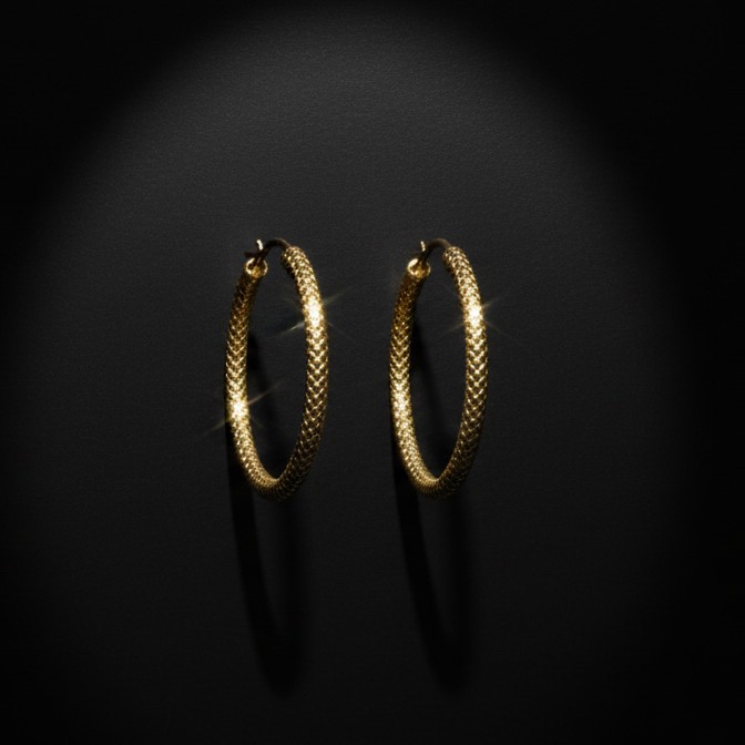 Textured Gold Hoop Earrings