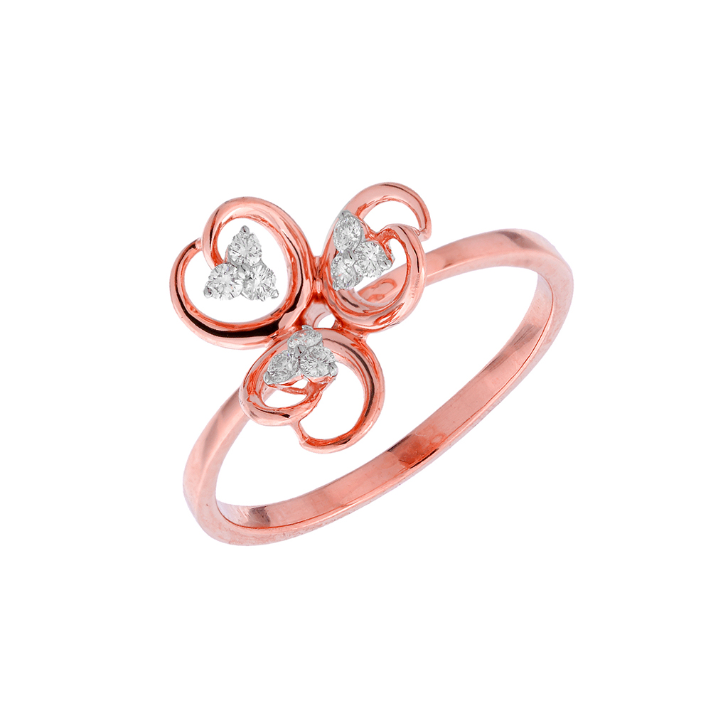 Rose Gold Triple Heart Diamond Ring