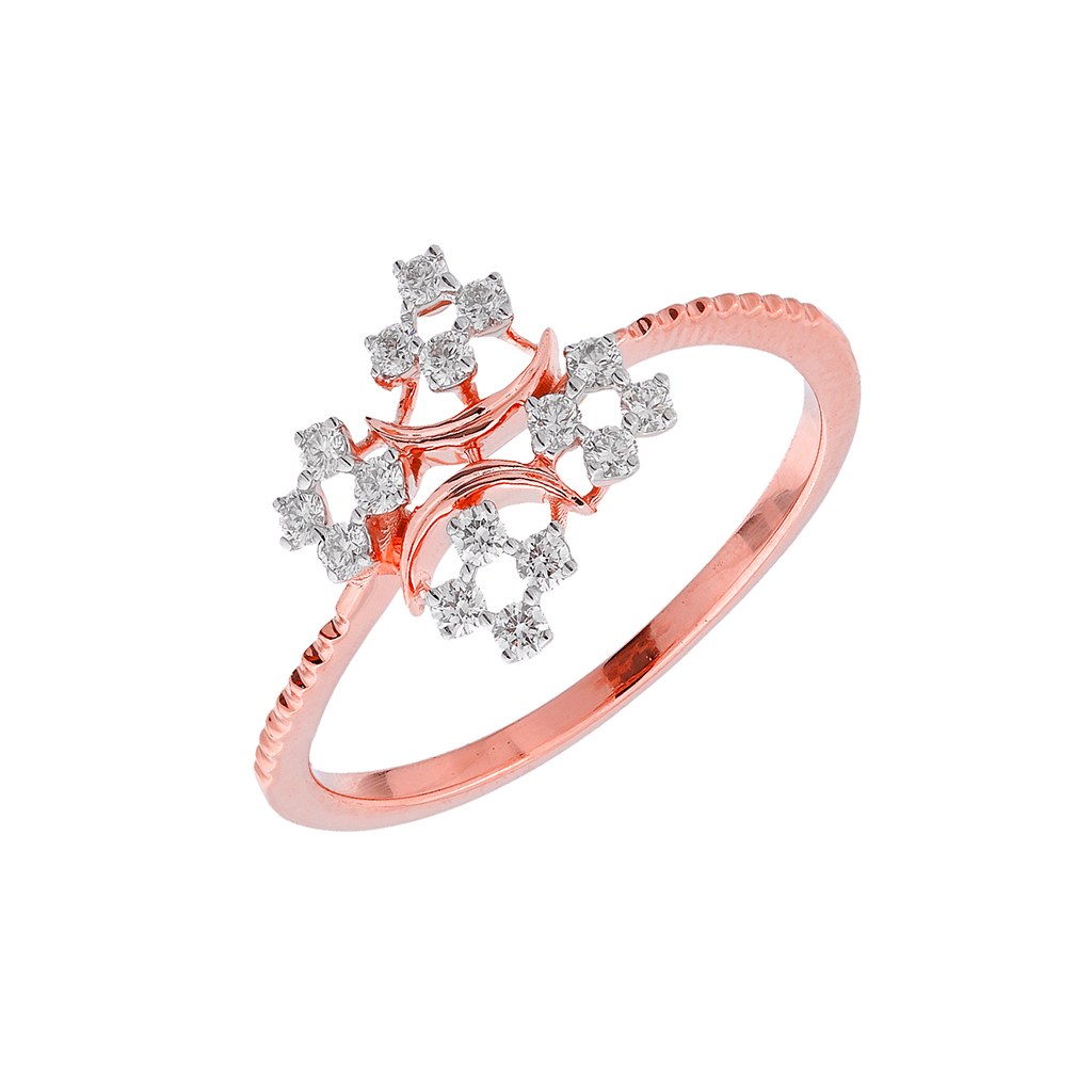 Modern Diamond Bloom Ring in Rose Gold Finish