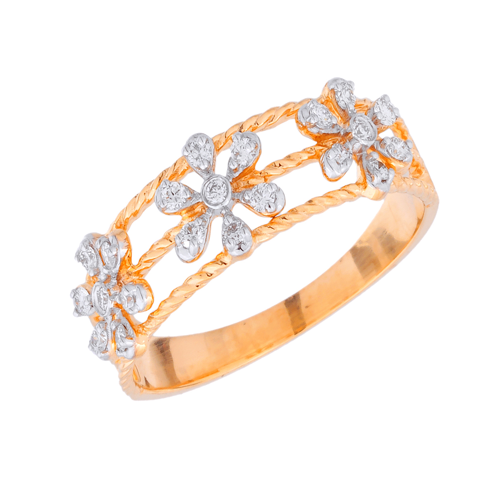Floral Diamond Rope Band Ring