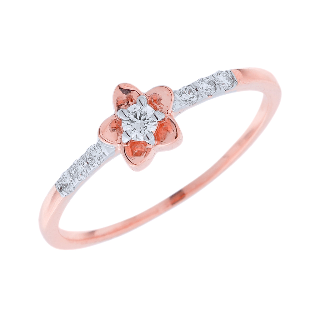 Petite Floral Diamond Solitaire Ring