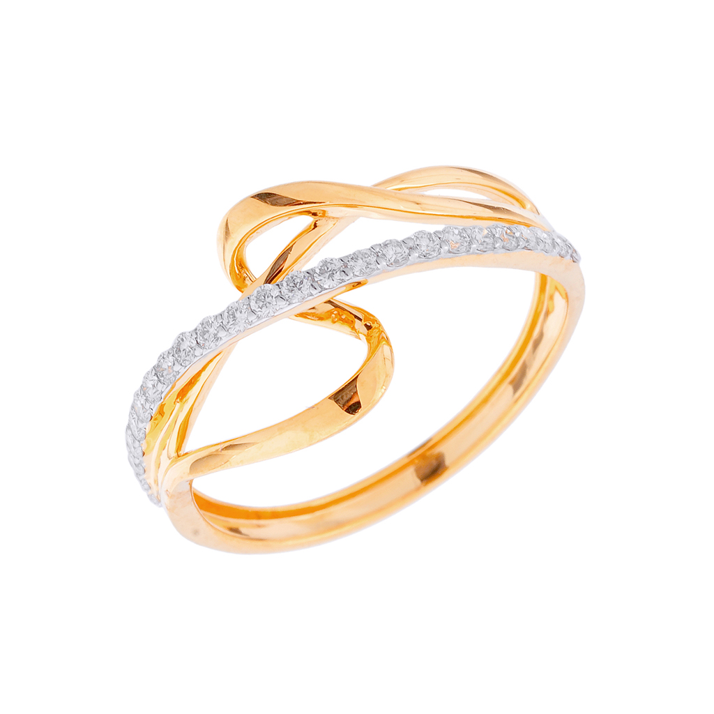 Criss-Cross Diamond Band Gold Ring