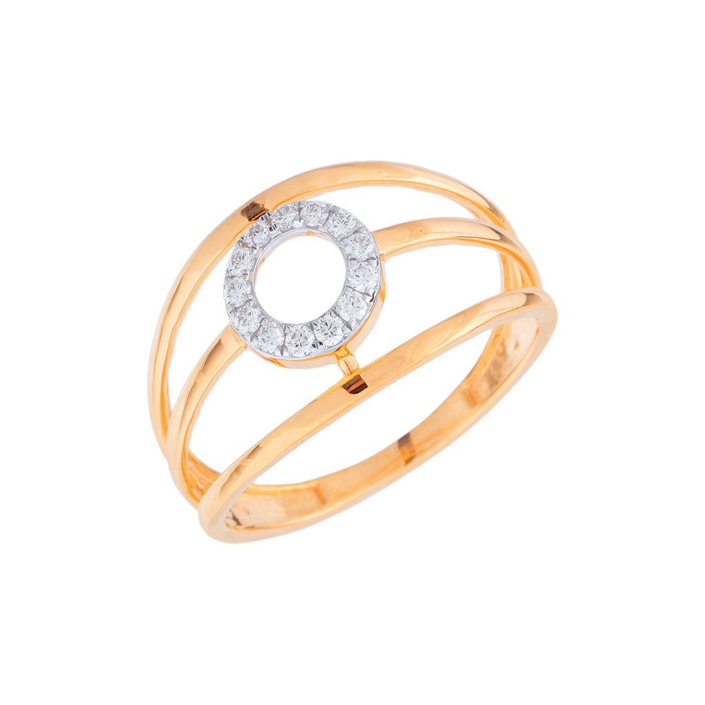 Circular Halo Diamond Gold Ring