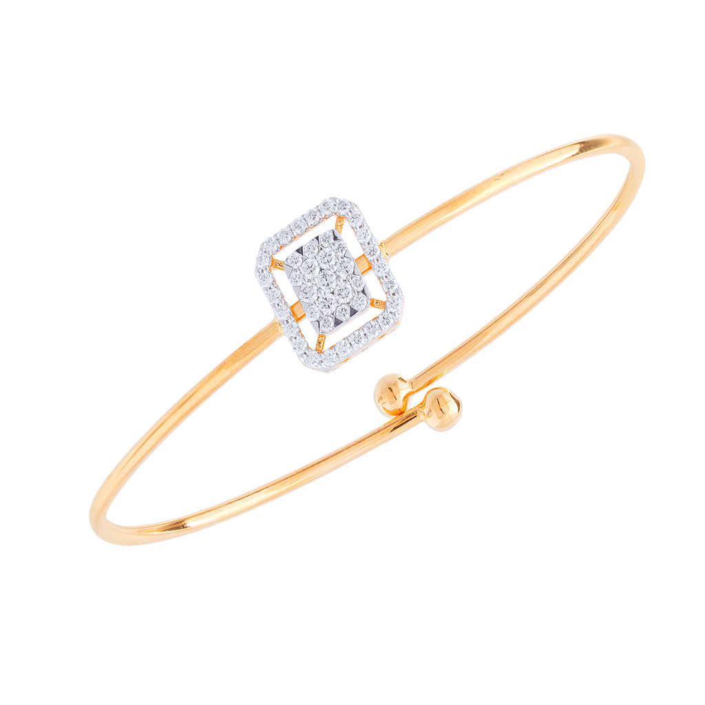 Geometric Halo Diamond Open Bangle