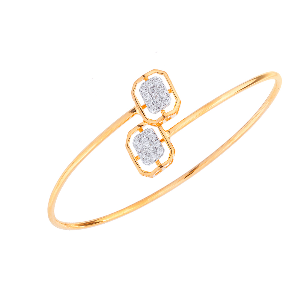 Twin Cushion Diamond Motif Open Bracelet