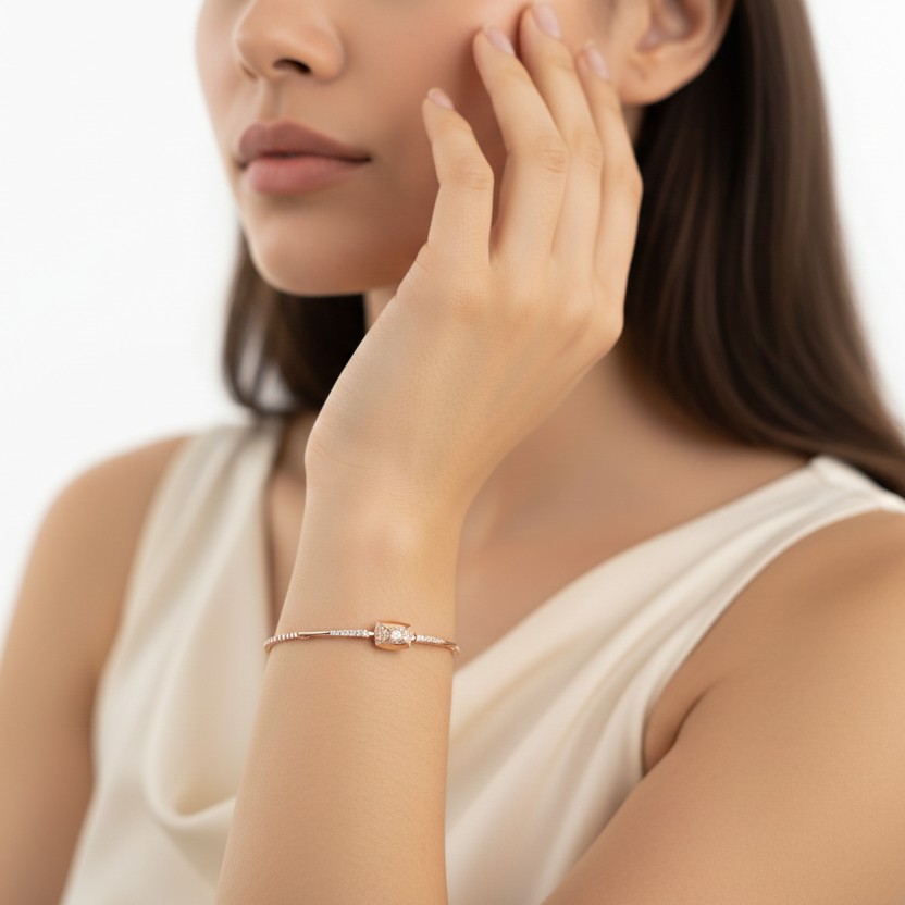 Modern Bow-Style Diamond Adjustable Bracelet