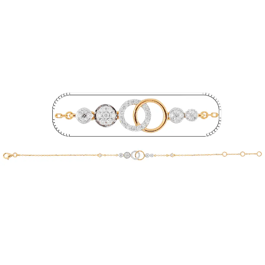Interlinked Circle Diamond Gold Bracelet