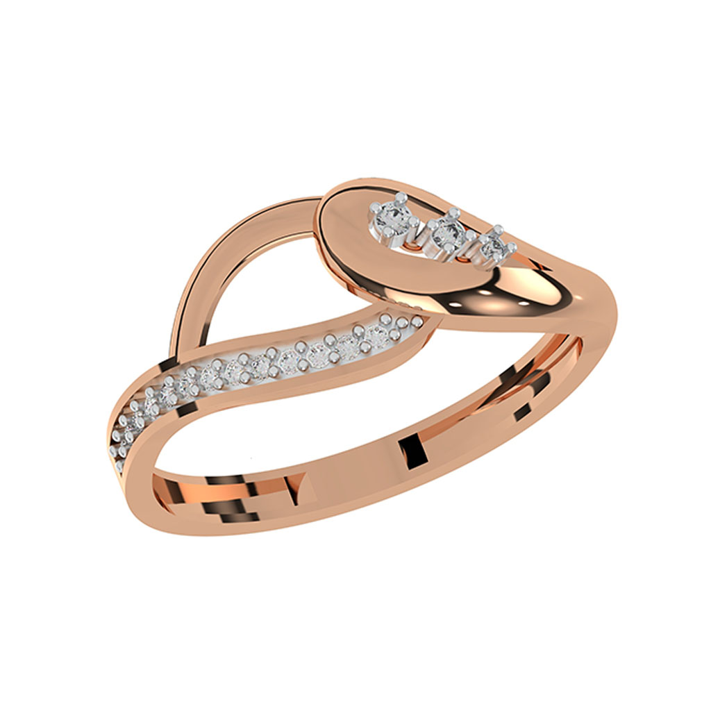 Modern Rose Gold Diamond Curve Ring