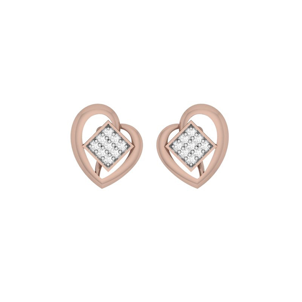 Classic Heart Diamond Gold EarRing