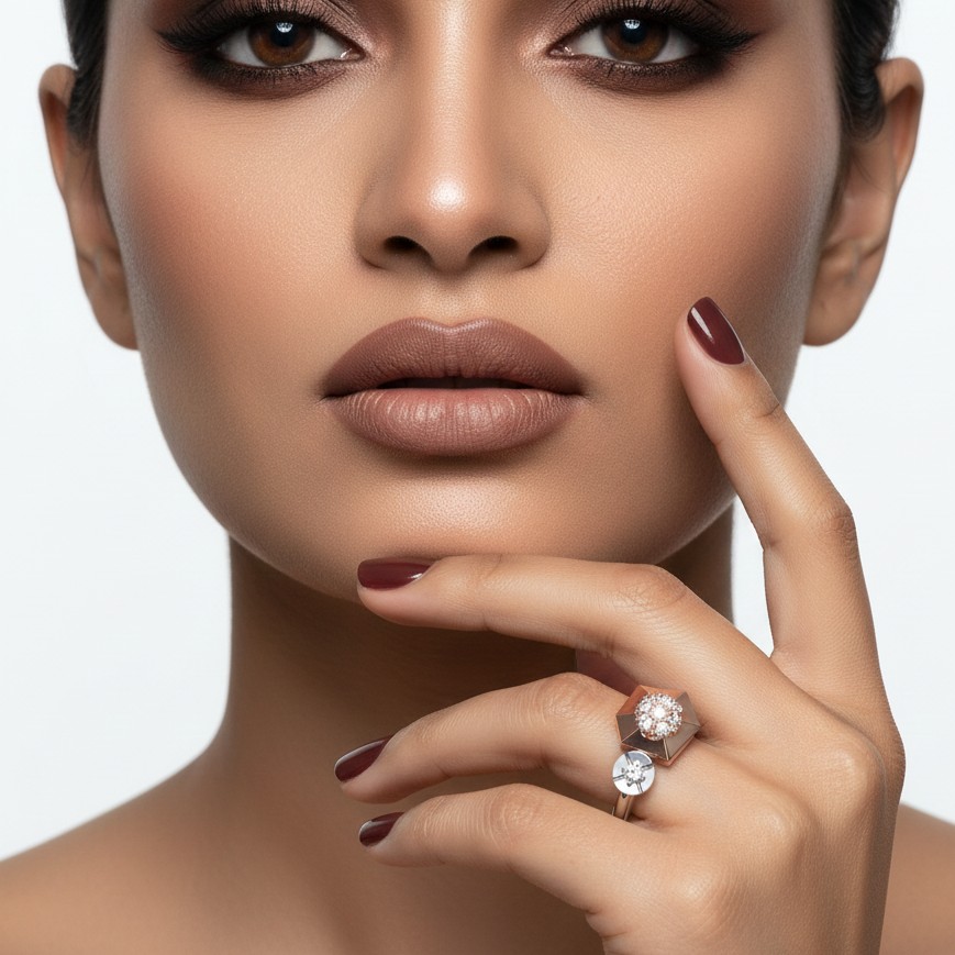 Dual Charm Geometric Diamond Platinum Ring